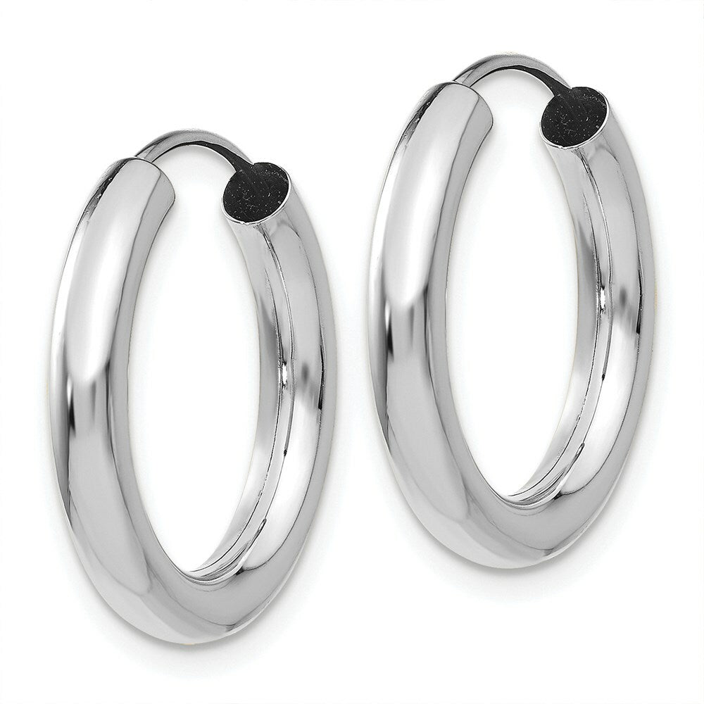 14K White Gold Polished Endless Tube Hoop Earrings  20mm length