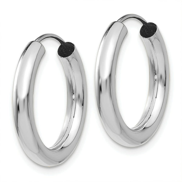 14K White Gold Polished Endless Tube Hoop Earrings  20mm length