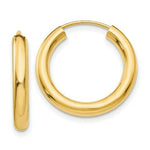 Load image into Gallery viewer, 14K Yellow Gold Polished Endless Tube Hoop Earrings 20mm length
