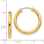 Load image into Gallery viewer, 14K Yellow Gold Polished Endless Tube Hoop Earrings 25mm length
