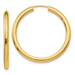 Load image into Gallery viewer, 14K Yellow Gold Polished Endless Tube Hoop Earrings 35mm length
