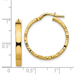 Load image into Gallery viewer, 14K Yellow Gold Diamond Cut Edge Polished Hoop Earrings  20mm length

