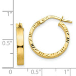 Load image into Gallery viewer, 14K Yellow Gold Diamond Cut Edge Polished Hoop Earrings  15mm length
