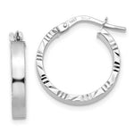 Load image into Gallery viewer, 14K White Gold Diamond Cut Edge Polished Hoop Earrings 15mm length
