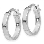 Load image into Gallery viewer, 14K White Gold Diamond Cut Edge Polished Hoop Earrings 25mm length
