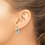 Load image into Gallery viewer, 14K White Gold Diamond Cut Edge Polished Hoop Earrings 25mm length
