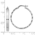 Load image into Gallery viewer, 14K White Gold Diamond Cut Edge Polished Hoop Earrings 25mm length
