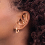 Load image into Gallery viewer, 14K Rose Gold Polished Light Weight Small Tube Hoop Earrings  16mm length
