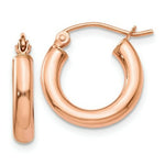 Load image into Gallery viewer, 14K Rose Gold Polished Light Weight Small Tube Hoop Earrings  16mm length
