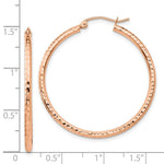 Load image into Gallery viewer, 14K Rose Gold Polished Light Weight Large Diamond-cut Tube Hoop Earrings  35mm length
