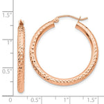 Load image into Gallery viewer, 14K Rose Gold Diamond-cut 3mm Round Hoop Earrings  30mm length
