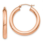 Load image into Gallery viewer, 14K Rose Gold Polished Tube Hoop Earrings  30mm length
