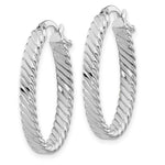 Load image into Gallery viewer, 14K White Gold Patterned Oval Hoop Earrings  13mm width
