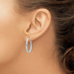 Load image into Gallery viewer, 14K White Gold Patterned Oval Hoop Earrings  13mm width
