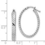 Load image into Gallery viewer, 14K White Gold Patterned Oval Hoop Earrings  13mm width
