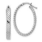 Load image into Gallery viewer, 14K White Gold Patterned Oval Hoop Earrings  13mm width
