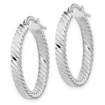 Load image into Gallery viewer, 14K White Gold Satin and Polished Scalloped Edge Hoop Earrings  27mm width
