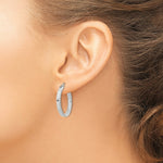 Load image into Gallery viewer, 14K White Gold Satin and Polished Scalloped Edge Hoop Earrings  27mm width
