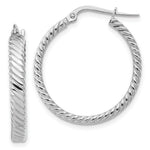 Load image into Gallery viewer, 14K White Gold Satin and Polished Scalloped Edge Hoop Earrings  27mm width
