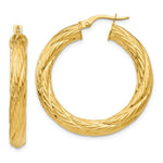 Load image into Gallery viewer, 14K Yellow Gold Textured Tube Hoop Earrings  37mm width
