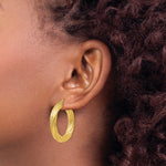 Load image into Gallery viewer, 14K Yellow Gold Textured Tube Hoop Earrings  32mm width

