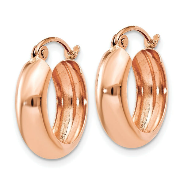 14K Rose Gold Polished Bangle Small Hoop Earrings  4.75mm width
