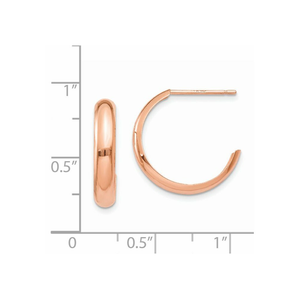14K Rose Gold Polished Bangle Hoop Earrings  3.5mm width