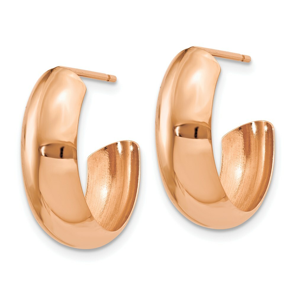 14K Rose Gold Polished Bangle Hoop Earrings  6mm width