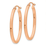 Load image into Gallery viewer, 14K Rose Gold Polished Oval Tube Hoop Earrings  2mm width
