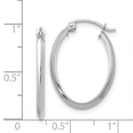 Load image into Gallery viewer, 14K White Gold Polished Oval Tube Hoop Earrings  2mm width

