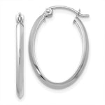 Load image into Gallery viewer, 14K White Gold Polished Oval Tube Hoop Earrings  2mm width

