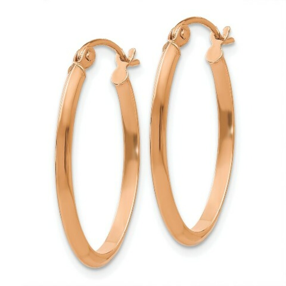 14K Rose Gold Polished Oval Tube Earrings