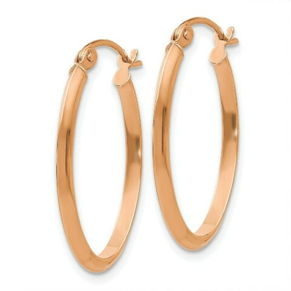 14K Rose Gold Polished Oval Tube Earrings