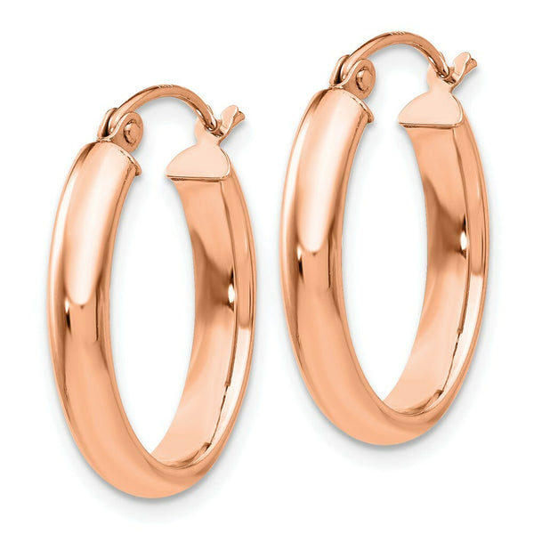 14K Rose Gold Polished Oval Tube Hoop Earrings  3.75mm width