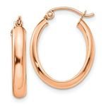 Load image into Gallery viewer, 14K Rose Gold Polished Oval Tube Hoop Earrings  3.75mm width
