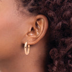 Load image into Gallery viewer, 14K Rose Gold Polished Half-Round Oval Hoop Earrings  4mm width
