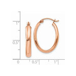 Load image into Gallery viewer, 14K Rose Gold Polished Half-Round Oval Hoop Earrings  4mm width
