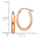 Load image into Gallery viewer, 14K Rose Gold Polished Half-Round Oval Hoop Earrings  3.75mm width

