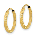 Load image into Gallery viewer, 14K Yellow Gold Diamond-cut Square Tube Endless Hoop Earrings
