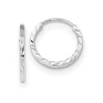 Load image into Gallery viewer, 14k White Gold Diamond-cut Square Tube Endless Hoop Earrings
