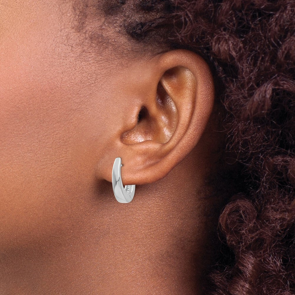 14k White Gold Hinged Hoop Earrings