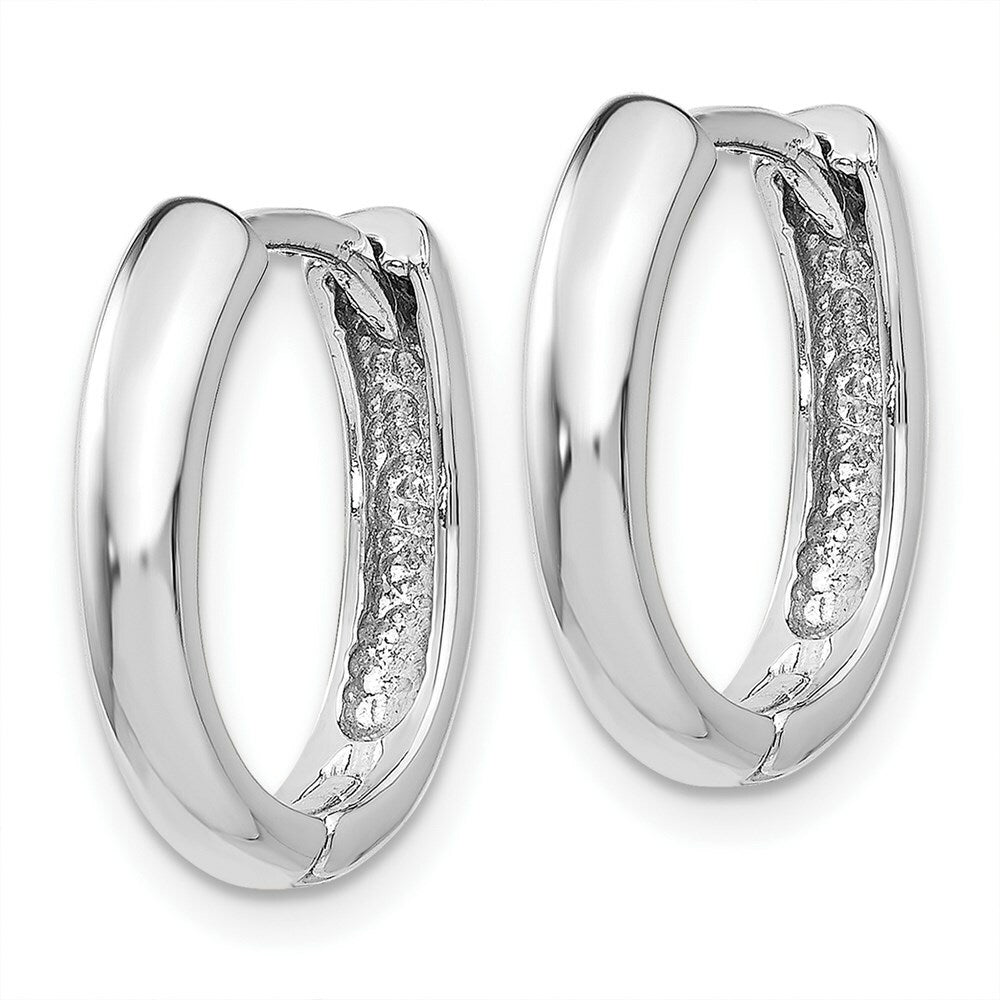 14K White Gold Hinged Hoop Earrings  4mm width