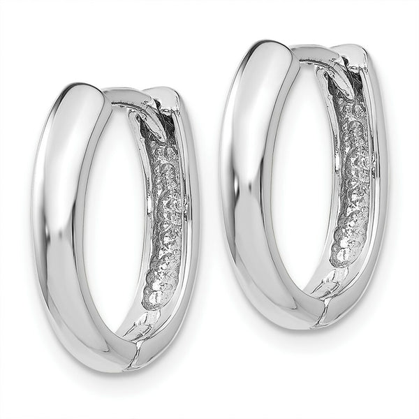 14K White Gold Hinged Hoop Earrings  4mm width