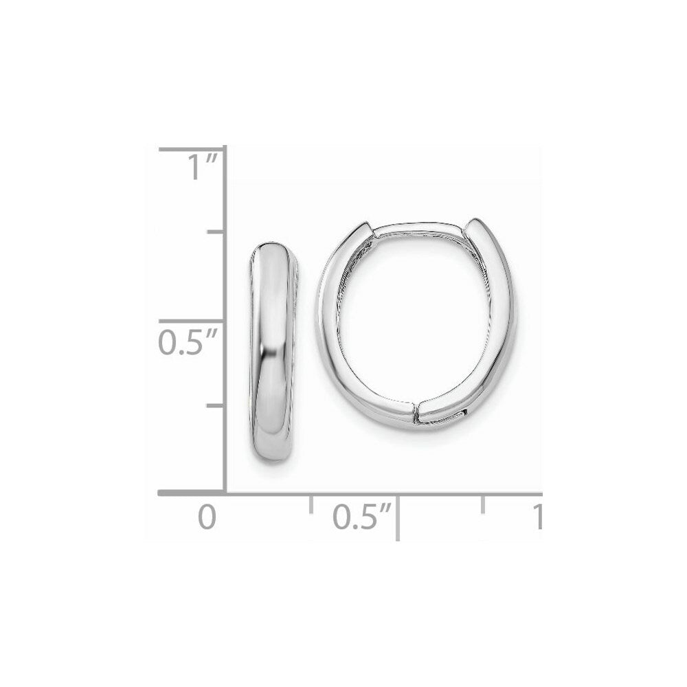 14K White Gold Hinged Hoop Earrings  4mm width