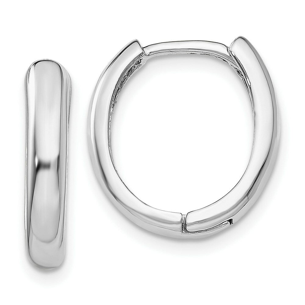 14K White Gold Hinged Hoop Earrings  4mm width
