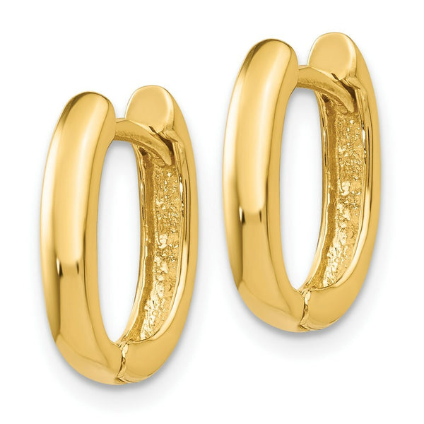 14K Yellow Gold Oval Hinged Hoop Earrings  3mm width