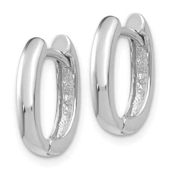14K White Gold Oval Hinged Hoop Earrings  3mm width