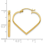 Load image into Gallery viewer, 14K Yellow Gold Polished 2mm Heart Hoop Earrings  2mm width
