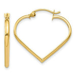 Load image into Gallery viewer, 14K Yellow Gold Polished 2mm Heart Hoop Earrings  2mm width
