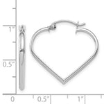 Load image into Gallery viewer, 14K White Gold 2mm Heart Hoop Earrings  2mm width
